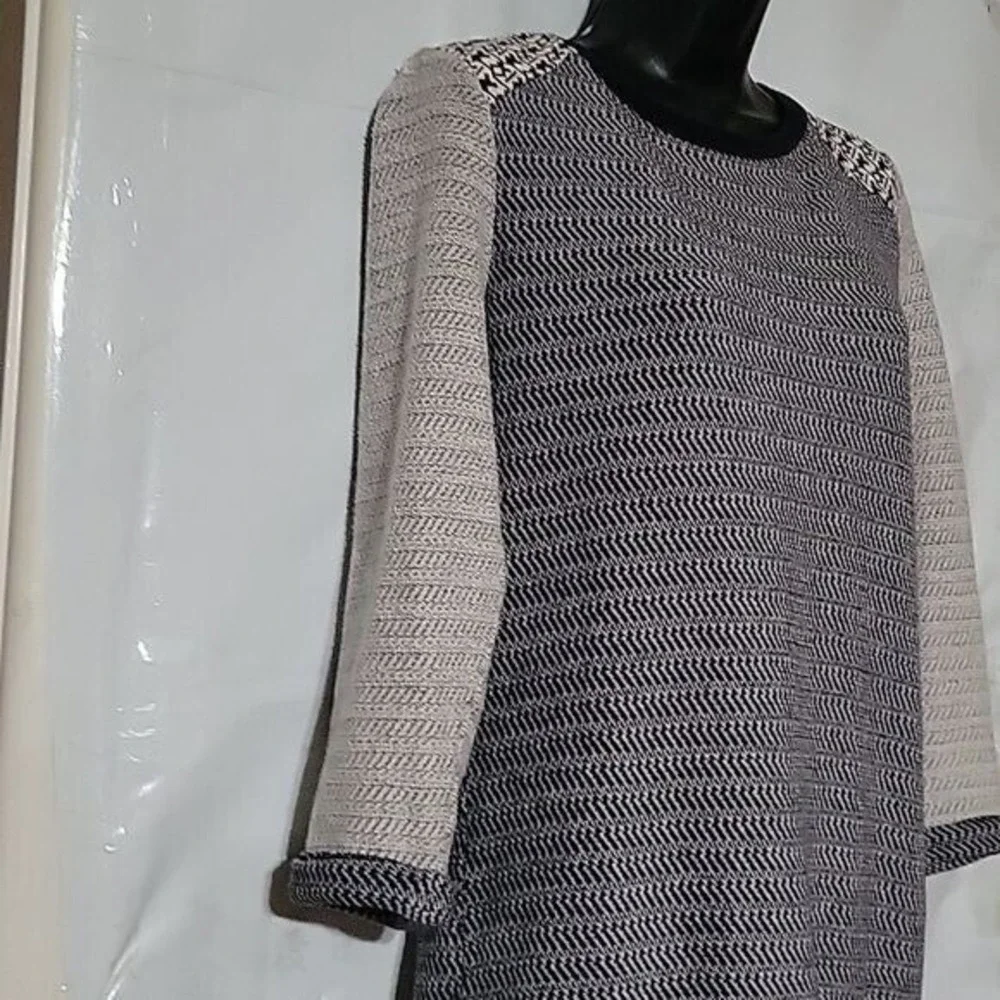 Twenty Three‎ Mixed Knit Chevron Graphic Sweater Black White Grey Size L